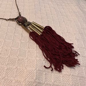 Burgundy Tassel Necklace